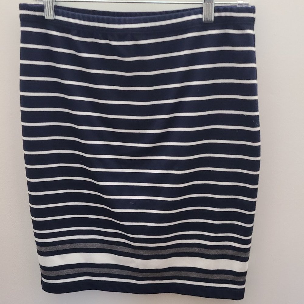 Blue White and Gray Max Studio Stretch Skirt